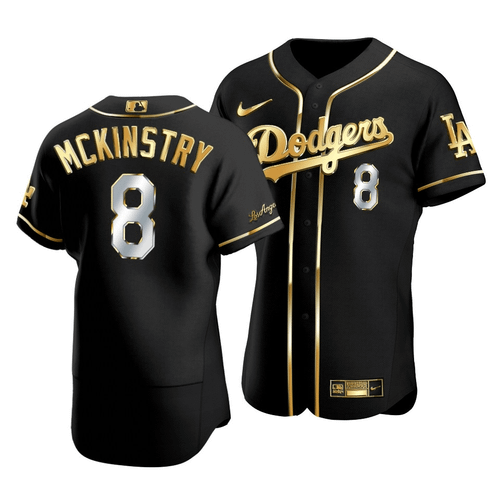 Men'S Los Angeles Dodgers Zach Mckinstry #8 Golden Edition Black  Jersey