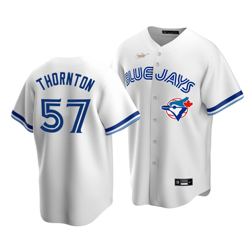 Men'S Toronto Blue Jays Trent Thornton #57 Cooperstown Collection White Home Jersey