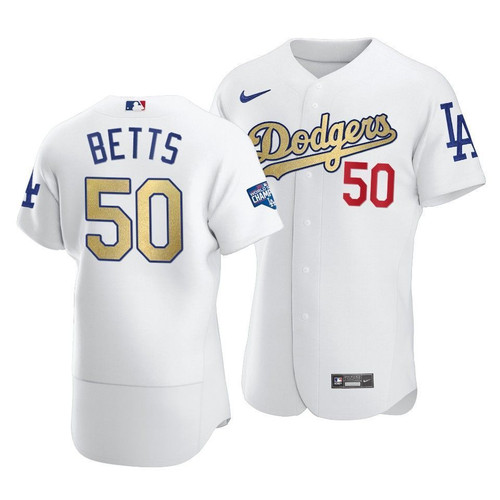 Los Angeles Dodgers Mookie Betts #50 2021 Gold Program Jersey Men