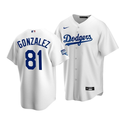 Men'S Los Angeles Dodgers Victor Gonzalez #81 2020 World Series Champions White Replica Home Jersey