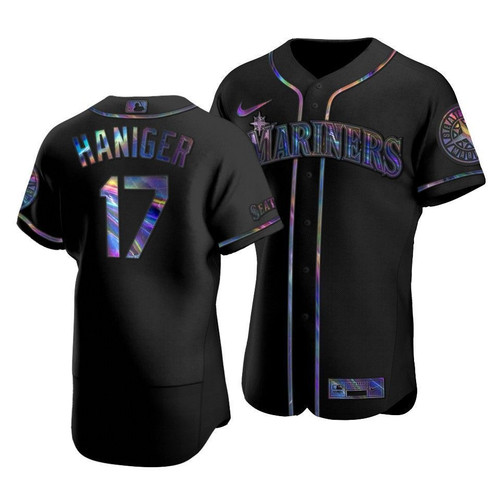 Men'S Seattle Mariners Mitch Haniger #17 Iridescent Logo Holographic Limited Jersey Black