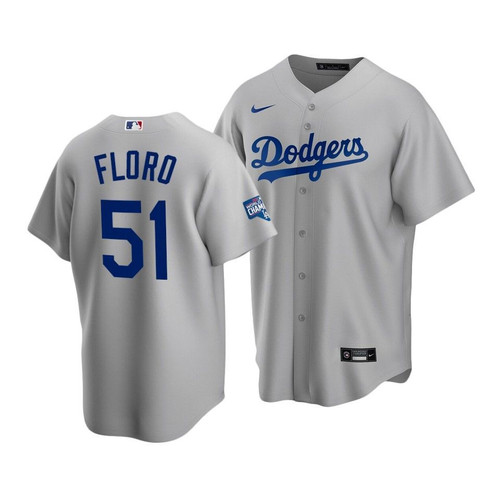 Men'S Los Angeles Dodgers Dylan Floro #51 2020 World Series Champions Gray Replica Alternate Jersey