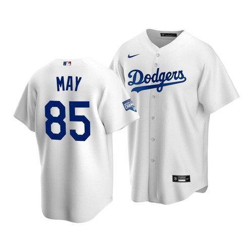 Men'S Los Angeles Dodgers Dustin May #85 2020 World Series Champions White Replica Home Jersey