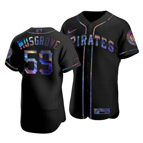 Men'S Pittsburgh Pirates Joe Musgrove #59 Iridescent Logo Holographic Limited Jersey Black