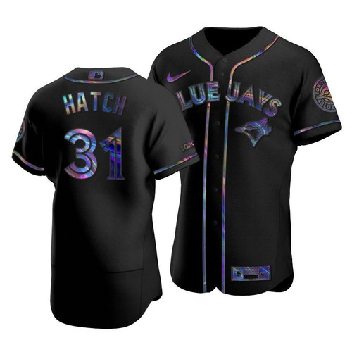Men'S Toronto Blue Jays Thomas Hatch #31 Iridescent Logo Holographic Limited Jersey Black