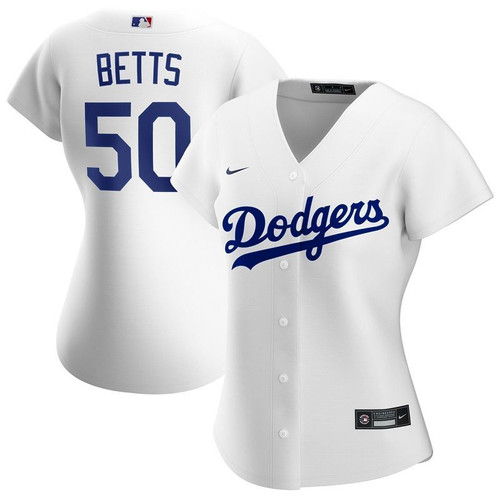 Los Angeles Dodgers Mookie Betts #50 2020 Mlb White Womens Jersey