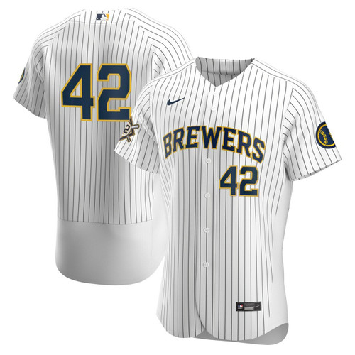 Men'S Milwaukee Brewers White/Navy Home Jackie Robinson Day Baseball Jersey Mlb Baseball Jersey1295