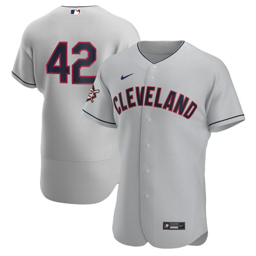 Men'S Cleveland Indians Gray Road Jackie Robinson Day Baseball Jersey Mlb Baseball Jersey1158