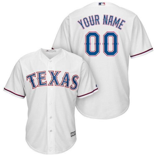 Texas Rangers Majestic Cool Base Custom Jersey White 2019