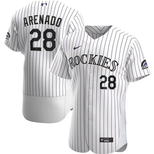Colorado Rockies Nolan Arenado #28 2020 Mlb White Stripe Lines Jersey