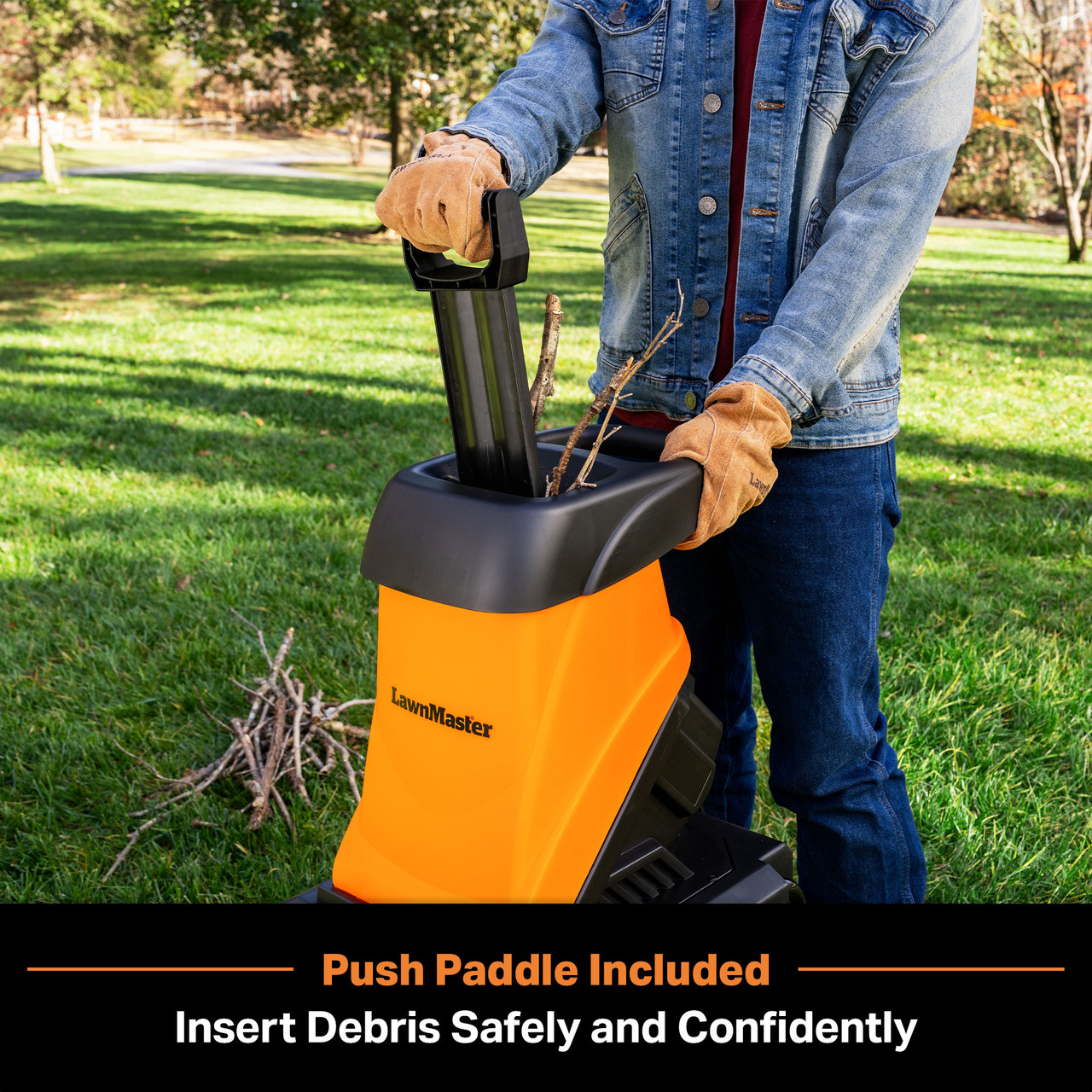 LawnMaster 15 Amp Electric Wood Chipper Shredder w/Collection Bin