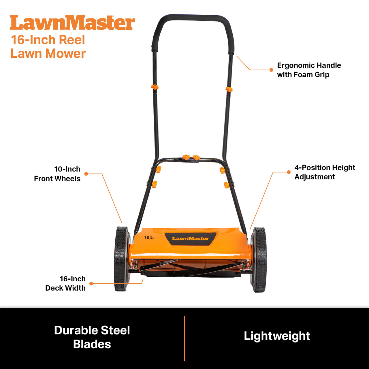 LawnMaster 16” 5-Blade Push Reel Mower