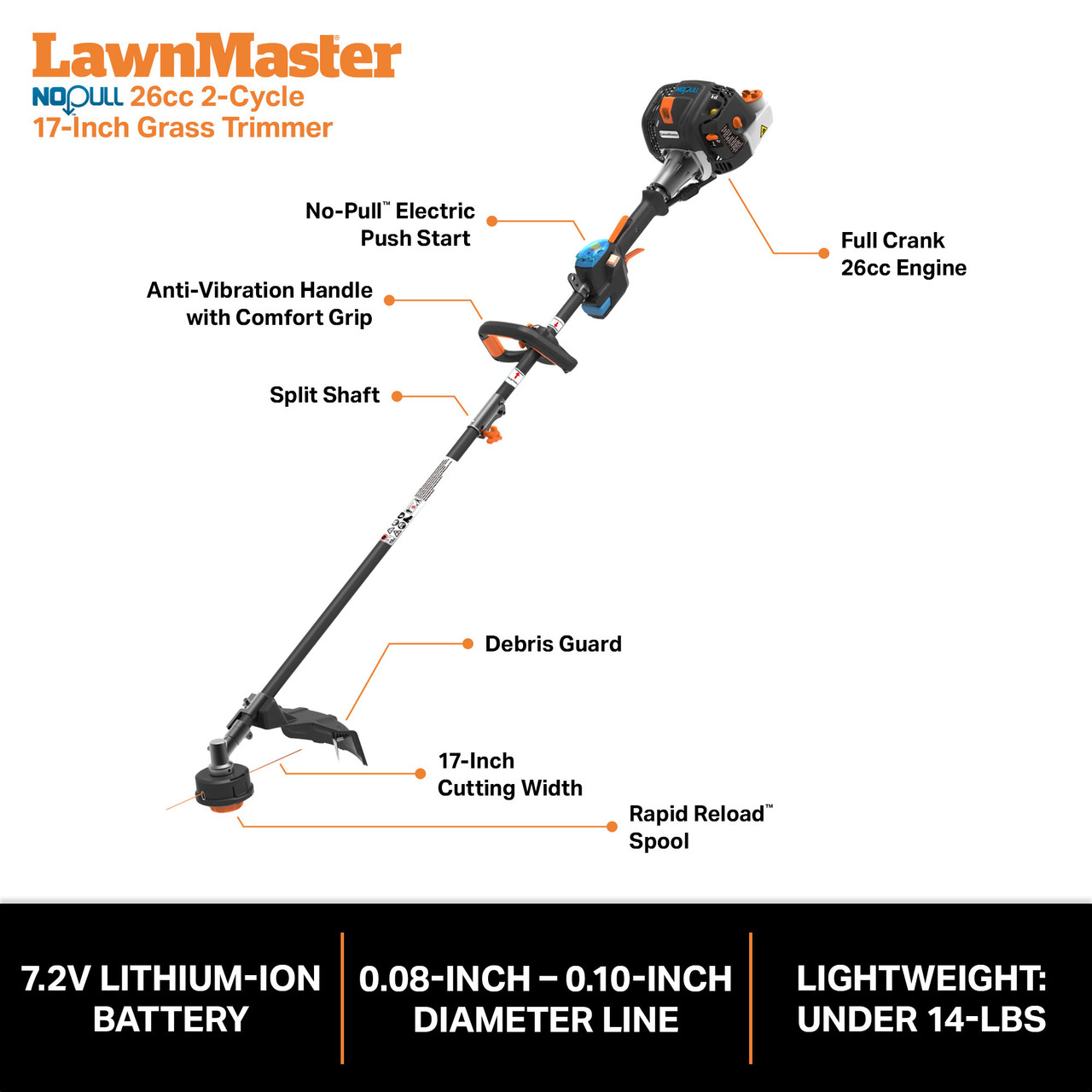 26cc 2-Cycle Straight Split Shaft Grass Trimmer 26cc 2-Cycle Straight Split Shaft Grass Trimmer