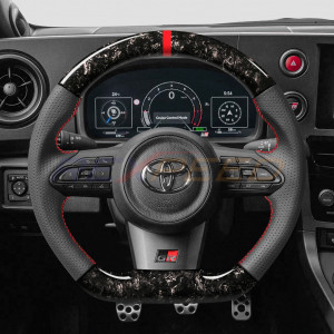 Rexpeed Forged Carbon Fiber Black Leather Steering Wheel for the GR Corolla 2023+