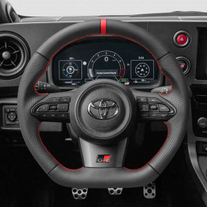 Rexpeed Black Leather Steering Wheel for the GR Corolla 2023+