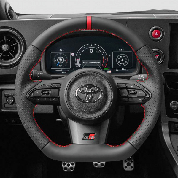 Rexpeed Black Leather Steering Wheel for the GR Corolla 2023+