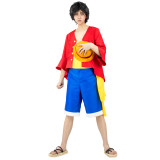 ONE PIECE: Luffy Coat Red Coat & Yellow Sash Cosplay