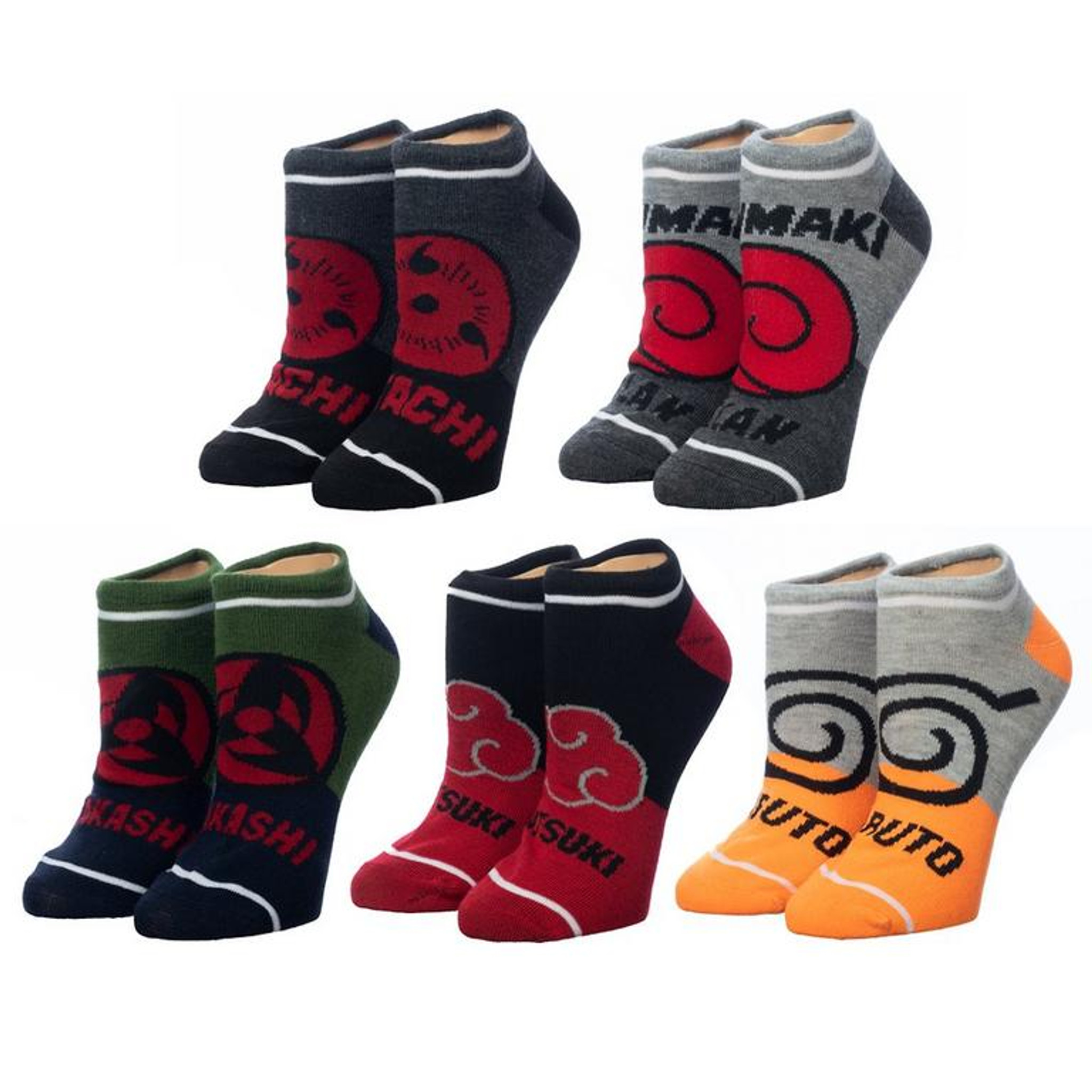 Naruto Shippuden Collection Mix & Match Ankle Socks 5 Pair
