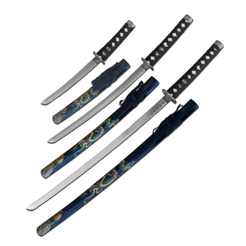 3PC SET PAINTED DRAGON SCABBARD SW-85BK4
