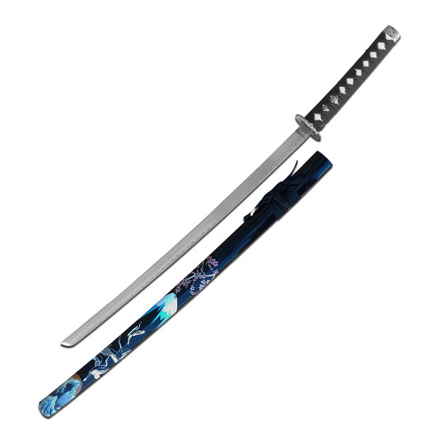 BLACK PAINTED CRANES SCABBARD