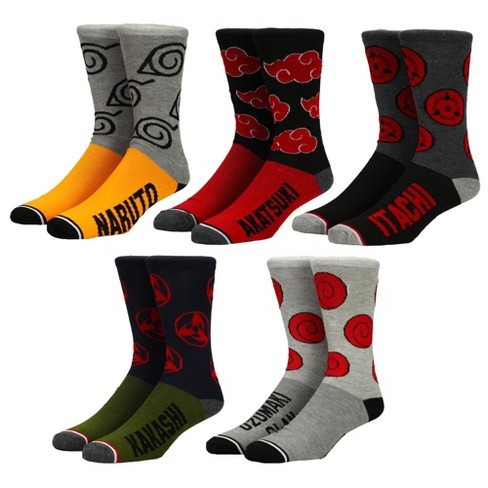 Naruto Shippuden Collection 5 Pair Mens Crew Socks