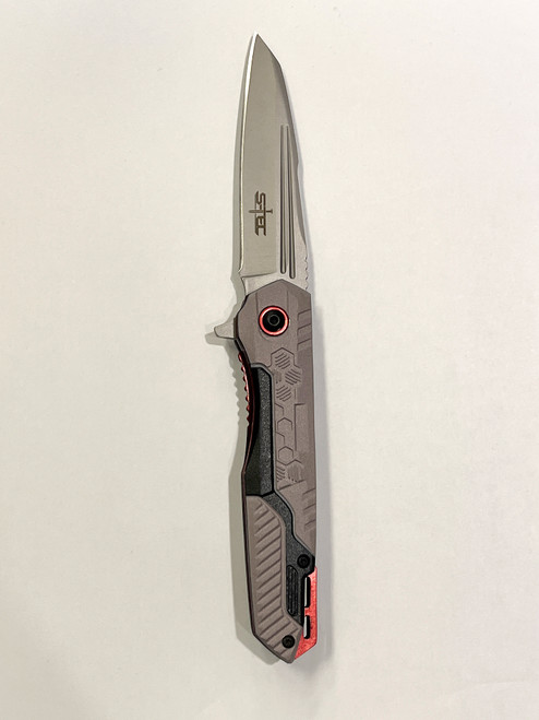 S-TEC: 8.25″ Red Aluninum Handle Folding Knife