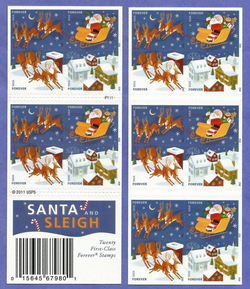 Santa And Sleigh 2011 - booklets of 100 stamps