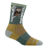 Women's Critter Club Micro Crew Lightweight Hiking Sock - Owl Green
