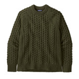 Recycled Wool-Blend Cable Knit Crew Sweater - Basin Green