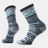 Women's Hike Dragon Stitch Mid Crew Socks Targeted Cushion - Deep Navy