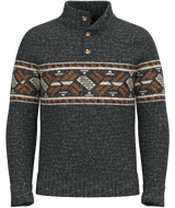 Men's Heavy Henley Sweater - Charcoal Pecan-Brown