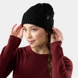 Cable Knit Beanie - Black Donegal 