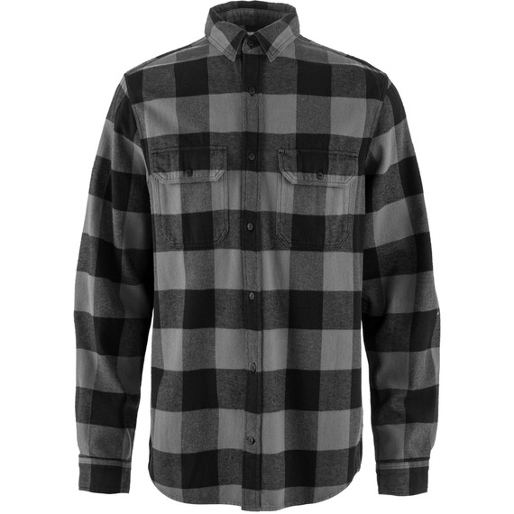 Men's Övik Heavy Flannel Shirt - Black/Grey - Front