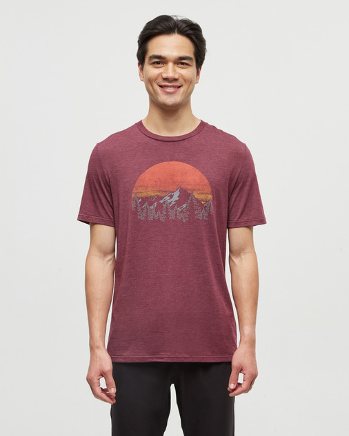  Men's Vintage Sunset T-Shirt - Deep Burgundy Heather/Arbutus