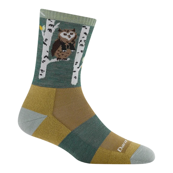 Women's Critter Club Micro Crew Lightweight Hiking Sock - Owl Green