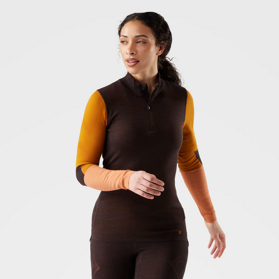 Women's Intraknit Thermal Merino Base Layer Colorblock 1/4 Zip - Mink