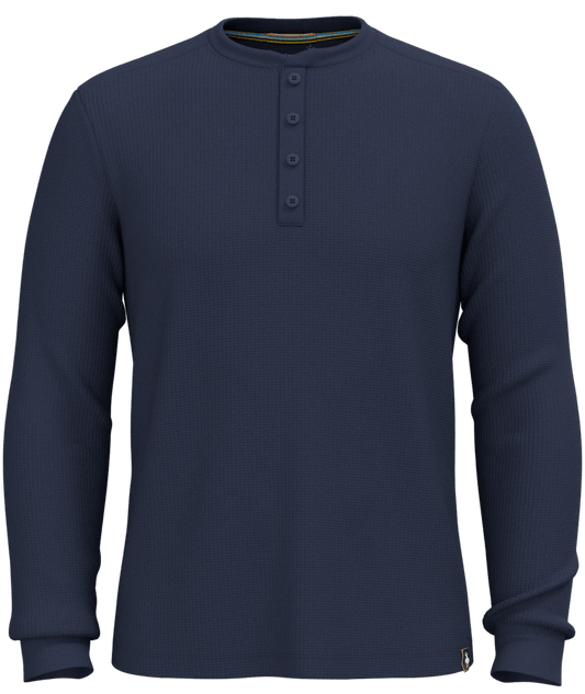 Men's Waffle Long Sleeve Henley - Deep Navy