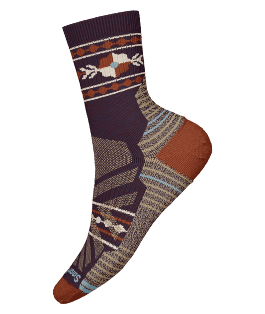 Women's Hike Light Cushion Retro Floral Mid Crew Socks - Purple Iris