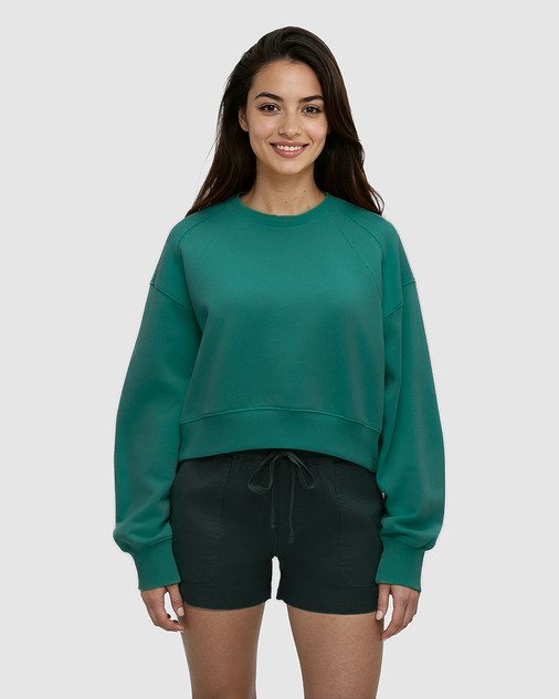 Women's Bluffs Cropped Crew - Tidal Teal