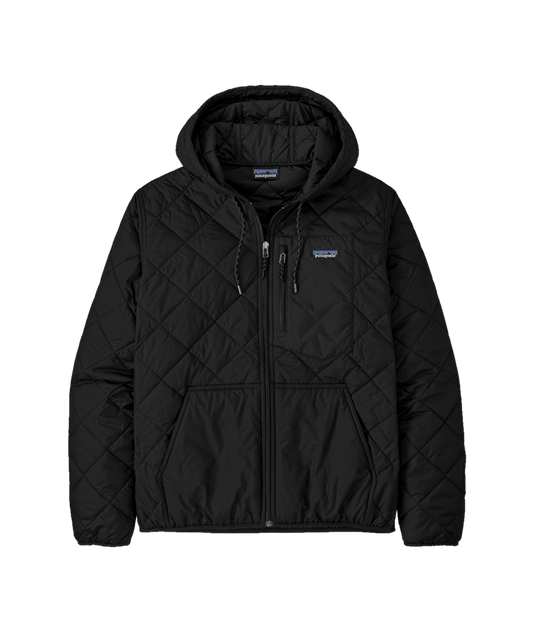 Men's Diamond Quilted Bomber Hoody - Black