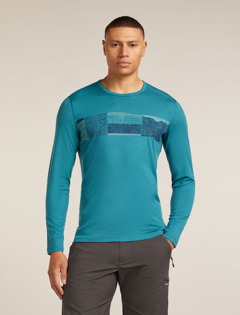 M's Merino 200 Oasis Long Sleeve Crew Thermal Top Elevation Line - Topaz - Front M's Merino 200 Oasis Long Sleeve Crew Thermal Top Elevation Line - Topaz - Front