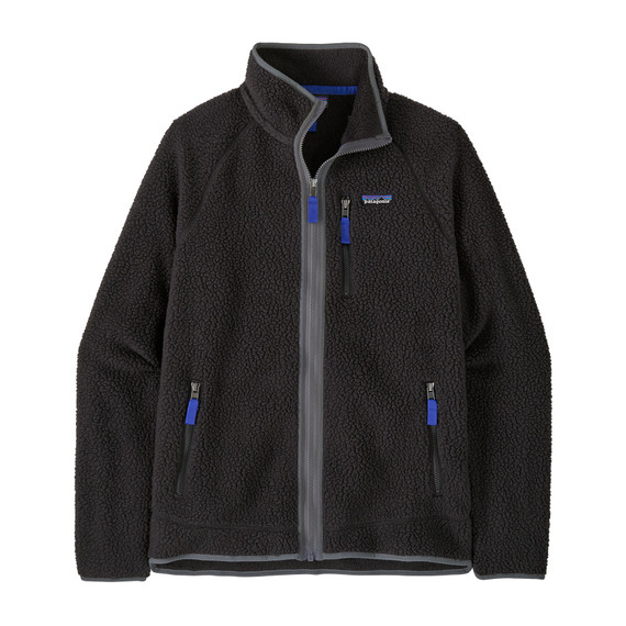 Men's Retro Pile Jacket  - Black with  Forge Grey