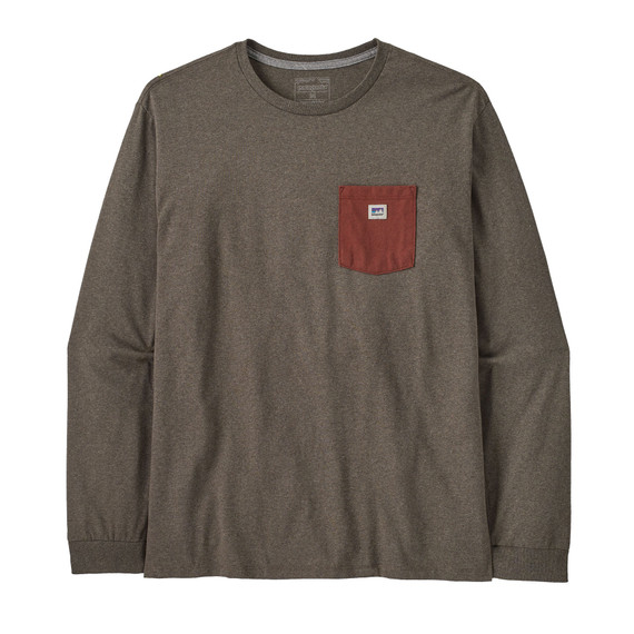 Men's Longsleeve Shop Sticker Pocket Responsibili-Tee - Marlow Brown Men's Longsleeve Shop Sticker Pocket Responsibili-Tee - Marlow Brown