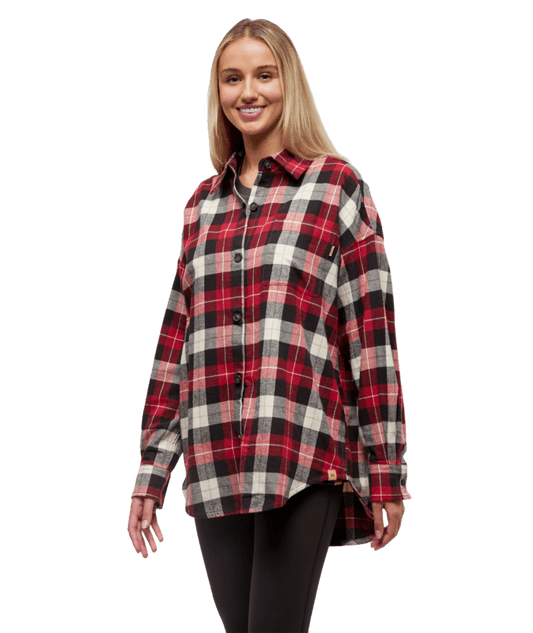 Women's Fernwood Flannel Shirt - Crimson/Lodge Plaid