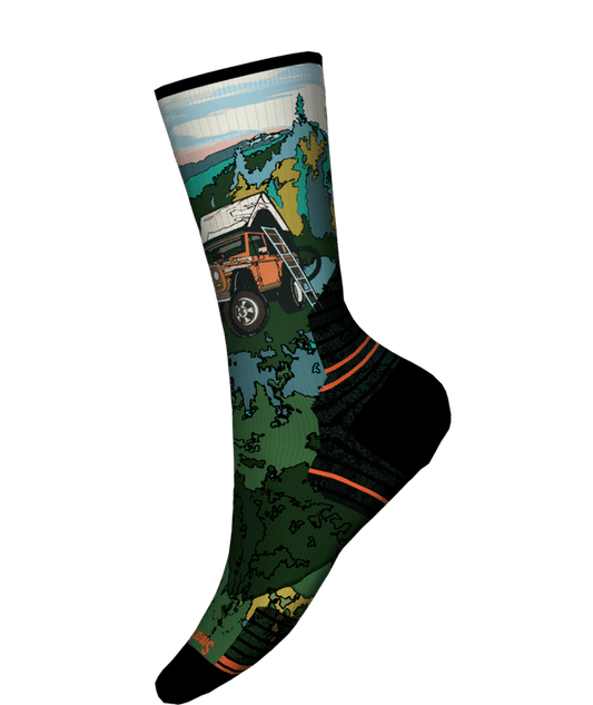 M's Hike Targeted Cushion Trail Trekker Print Crew Socks - Winter Moss
