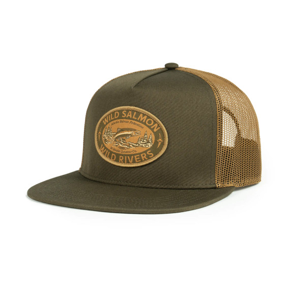 Wild Salmon Wild Rivers Trucker Hat - Dark Olive/Sepia