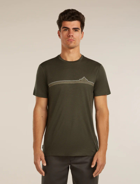 M's Merino 150 Tech Lite Short Sleeve Tee (Range Stripes) - Dark Loden