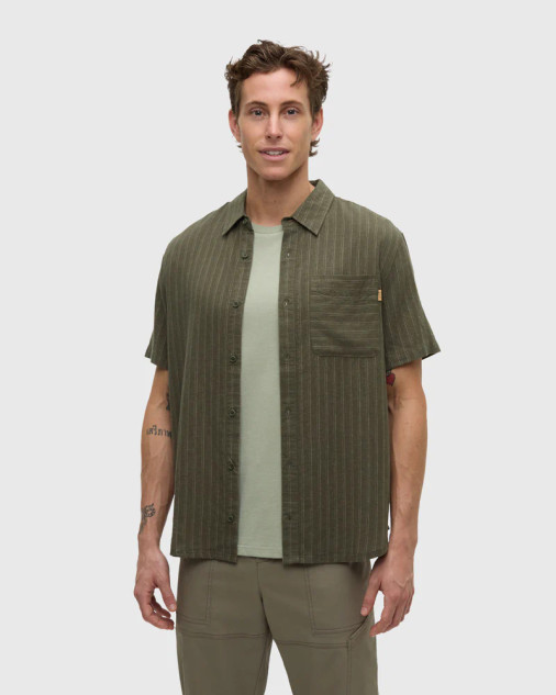 Men's Dundas Shirt - Deep Olive/Double Stripe