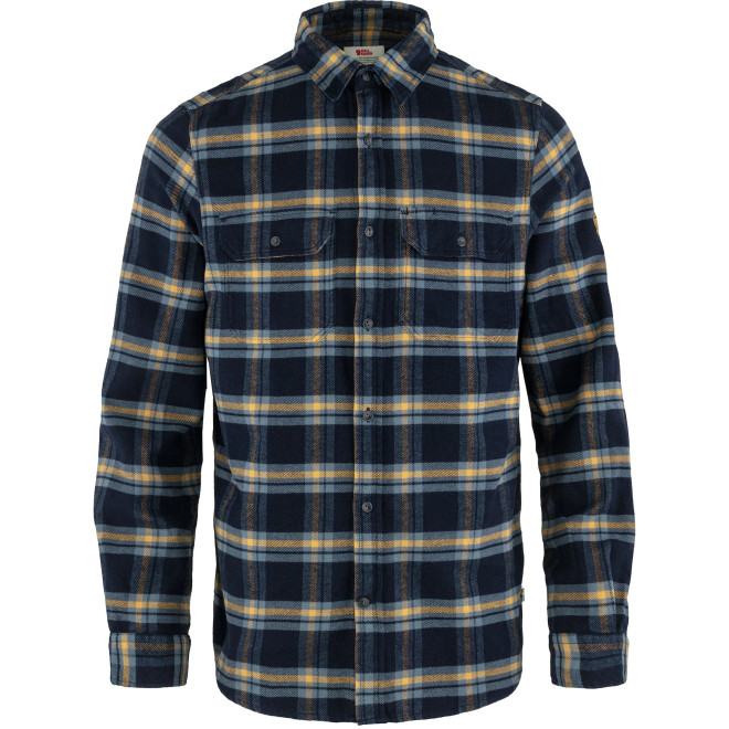 Men's Övik Heavy Flannel Shirt - Dark Navy/Buckwheat Brown