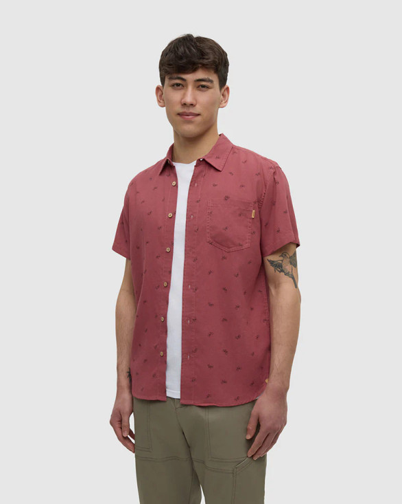 Men's Mancos Shirt - Rosewood/Bike Around